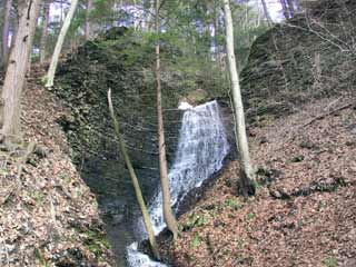 30' waterfall at base of unnamed brook gully